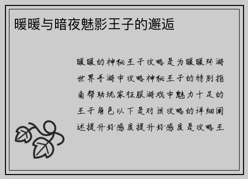 暖暖与暗夜魅影王子的邂逅